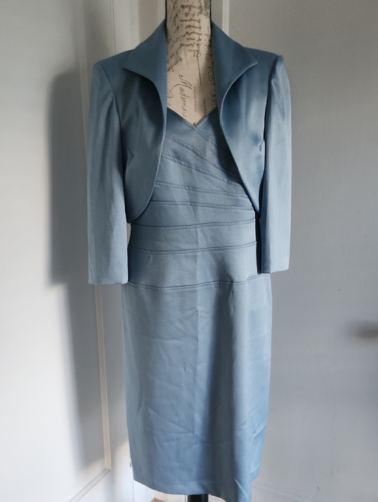 lizzatti Dresses & Skirts - Classic Light Blue Midi Dress with Cropped Jacket